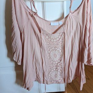 Cold Shoulder Pink Peasant Blouse